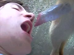 Slut waiting for her lips to open for a canine orgasm